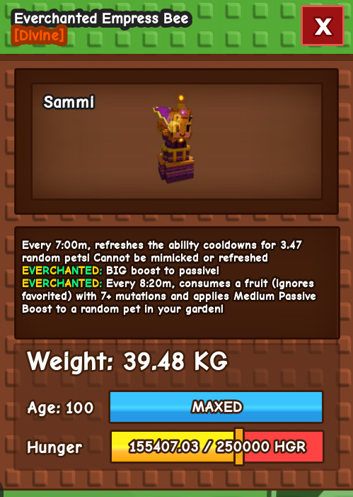 Grow a garden, Empress bee everchanted 39.48kg