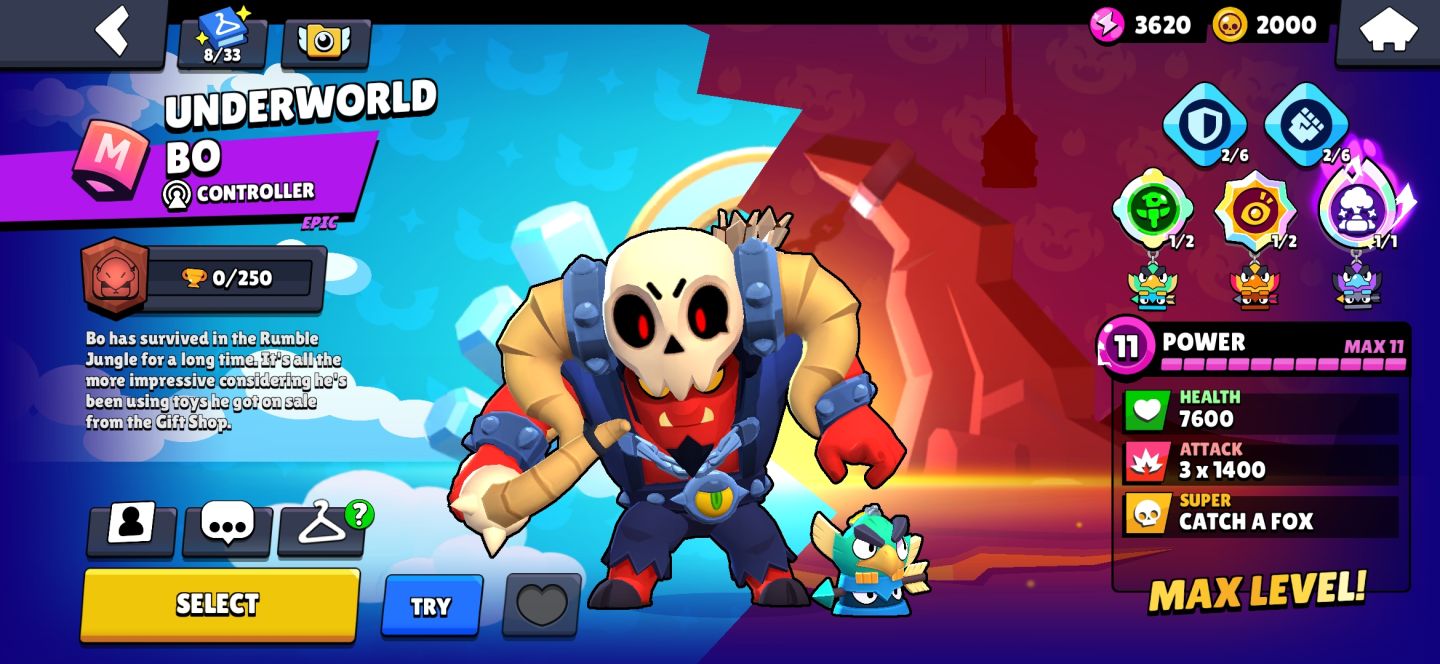 Conta iniciante com 3 brawlers full buffies