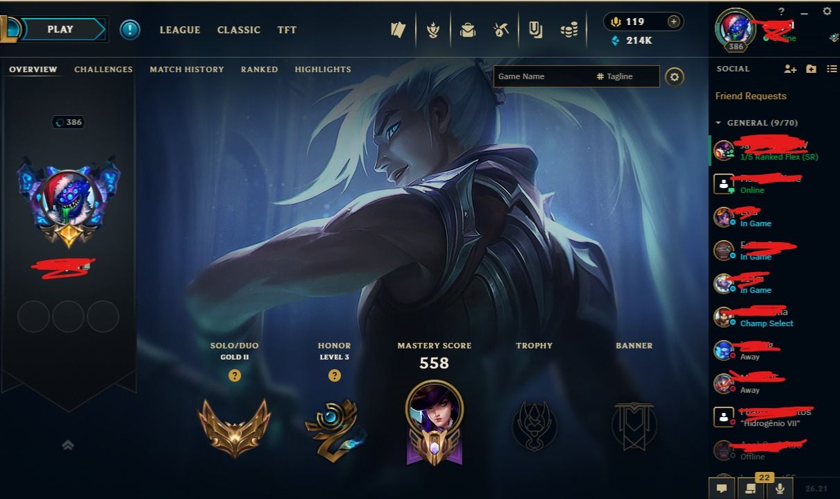 Conta lol 172 Skins, Gold 1, conta antiga 2012, icones raros que nao voltam.