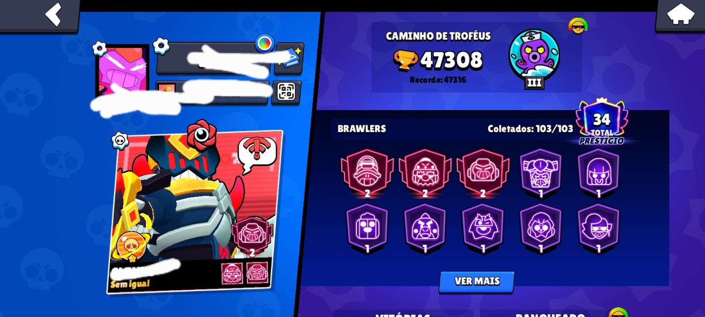 CONTA BRAWL STARS - RARA | 47K+ TROFÉUS | 52 HIPERCARGAS | SKINS EXCLUSIVAS