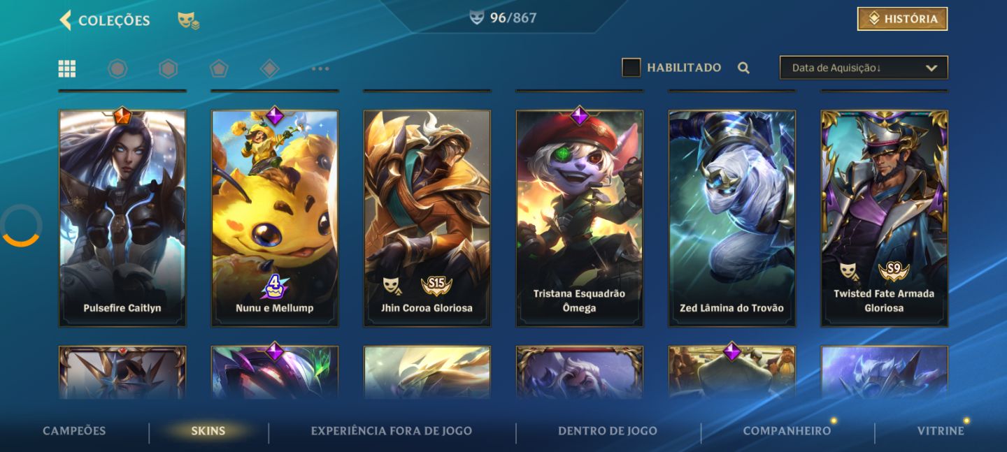 Conta tunada do wild rift Beta, criada por mim