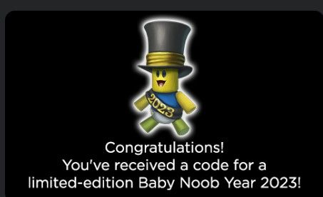 ROBLOX Limited Edition Baby Noob Year (JAN-2023) GIFT CARD - Raro!