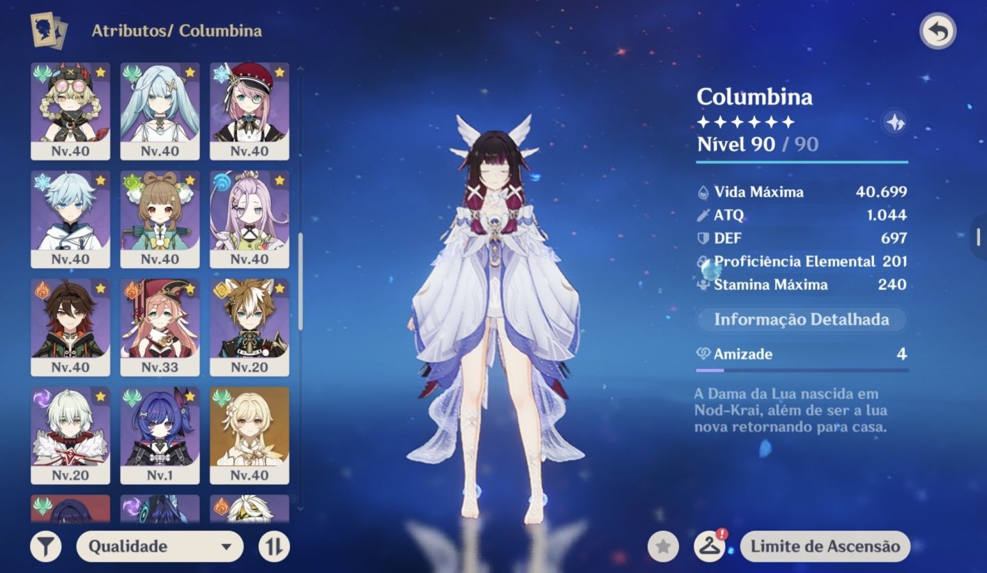 Conta Premium Genshin - AR 56 - Columbina, Furina C3, Mavuika Etc..