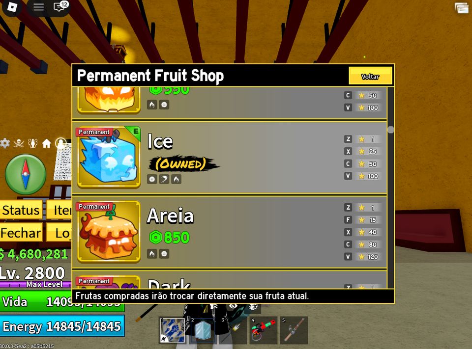 CONTA BLOX FRUITS | 4 FRUTAS PERMANENTES ICE LIGHTNING T-REX