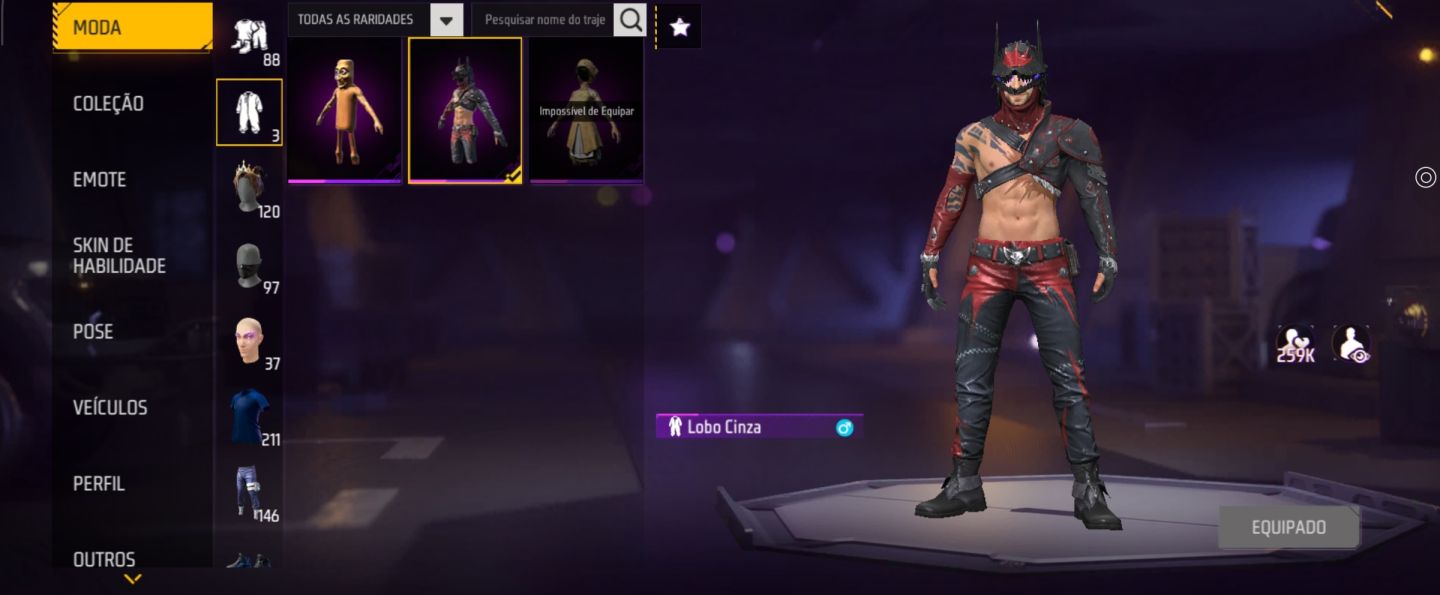 Conta Free Fire Coroa Besta Graciosa + Lobo Cinza + Skins Raras! PRIME 4