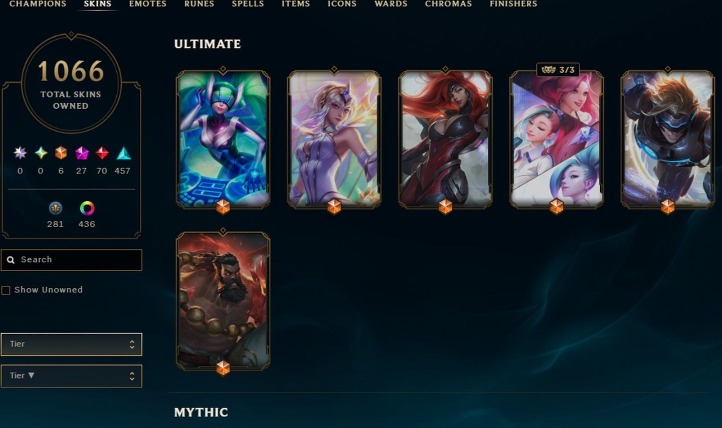 1066 SKINS, 440 CHROMAS - CONTA DE LEAGUE OF LEGENDS