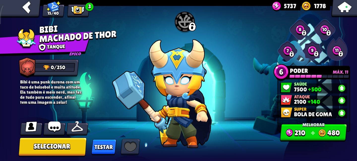 Conta de Brawl Stars - 45 Brawlers | Edgar e Shelly Lvl 11 (Hipercarga)