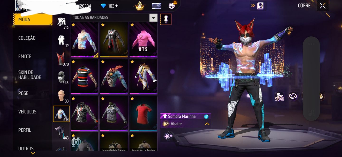 Conta de free fire com Angelical azul, duas evolutiva e punho um soco só Saitama