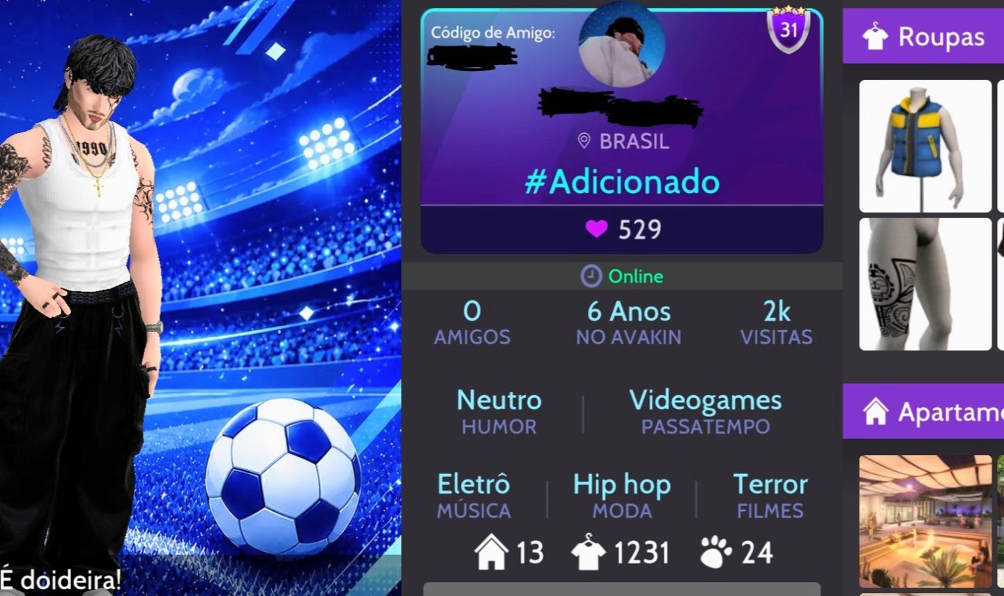 CONTA AVAKIN: NÍVEL 31, COM VÁRIOS ITENS.