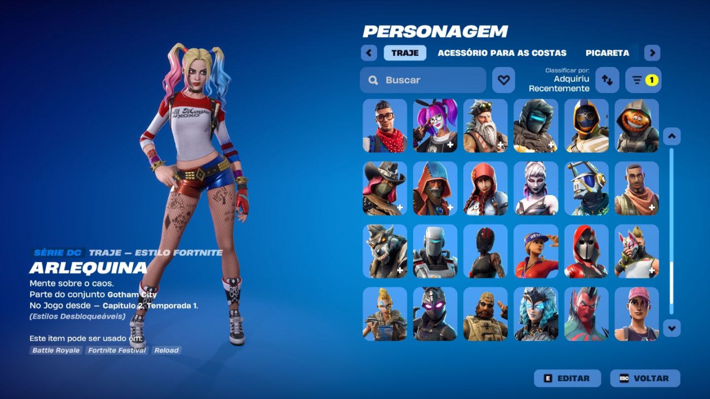 Conta Fortnite com varios personagens lendarios