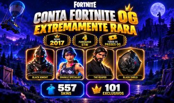 CONTA FORTNITE EXTREMAMENTE RARA | OG + BLACK KNIGHT + 557 SKINS + FUNDADOR STW