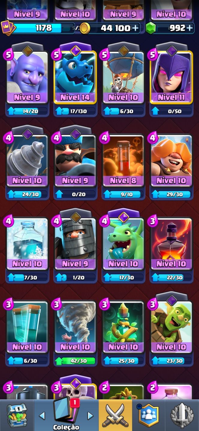 Conta Clash Royale arena 11 e Clash of clans CV 10