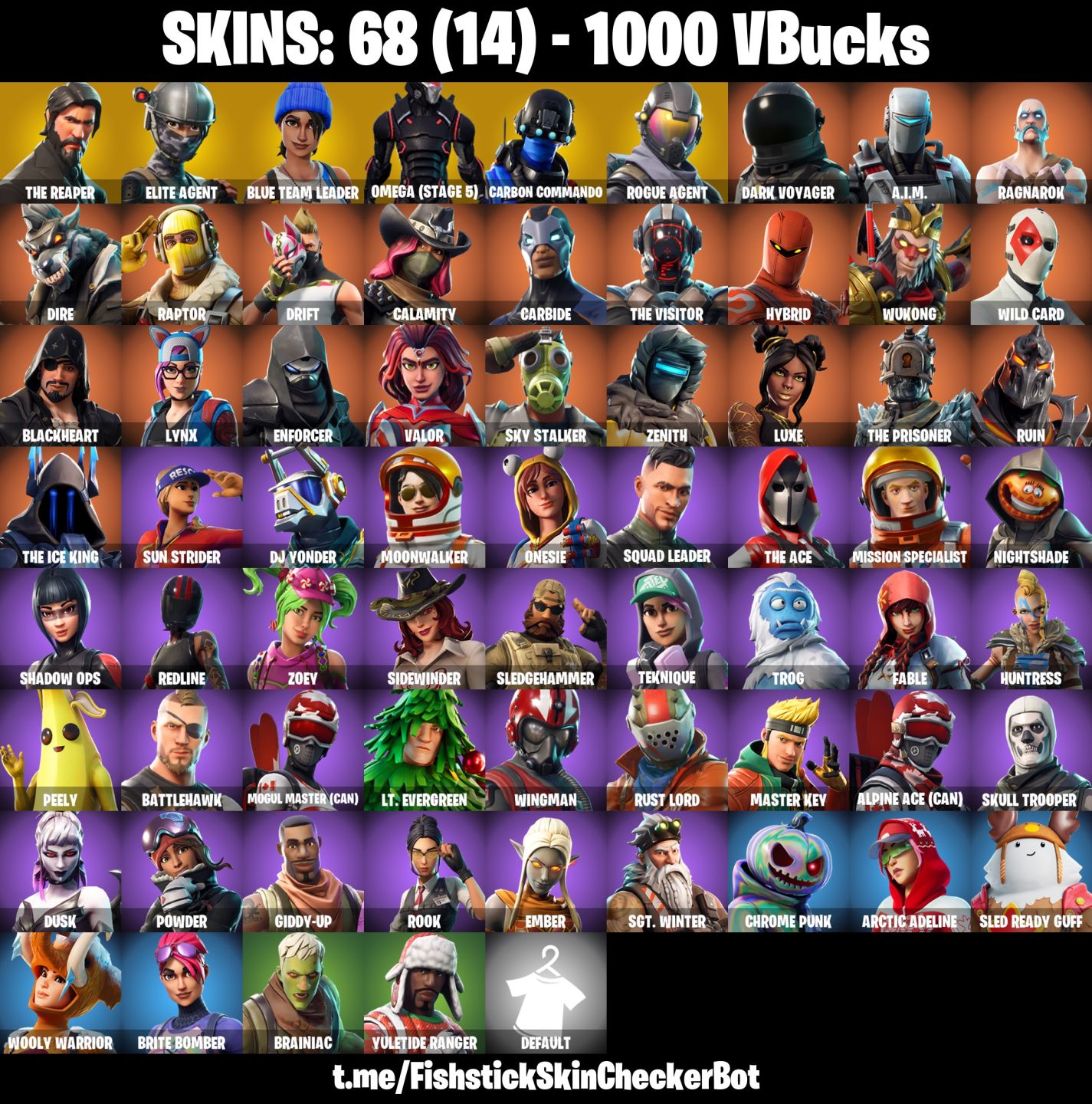Conta Fortnite com The Reaper | Elite Agent | Blue Team Leader e 68 Skins