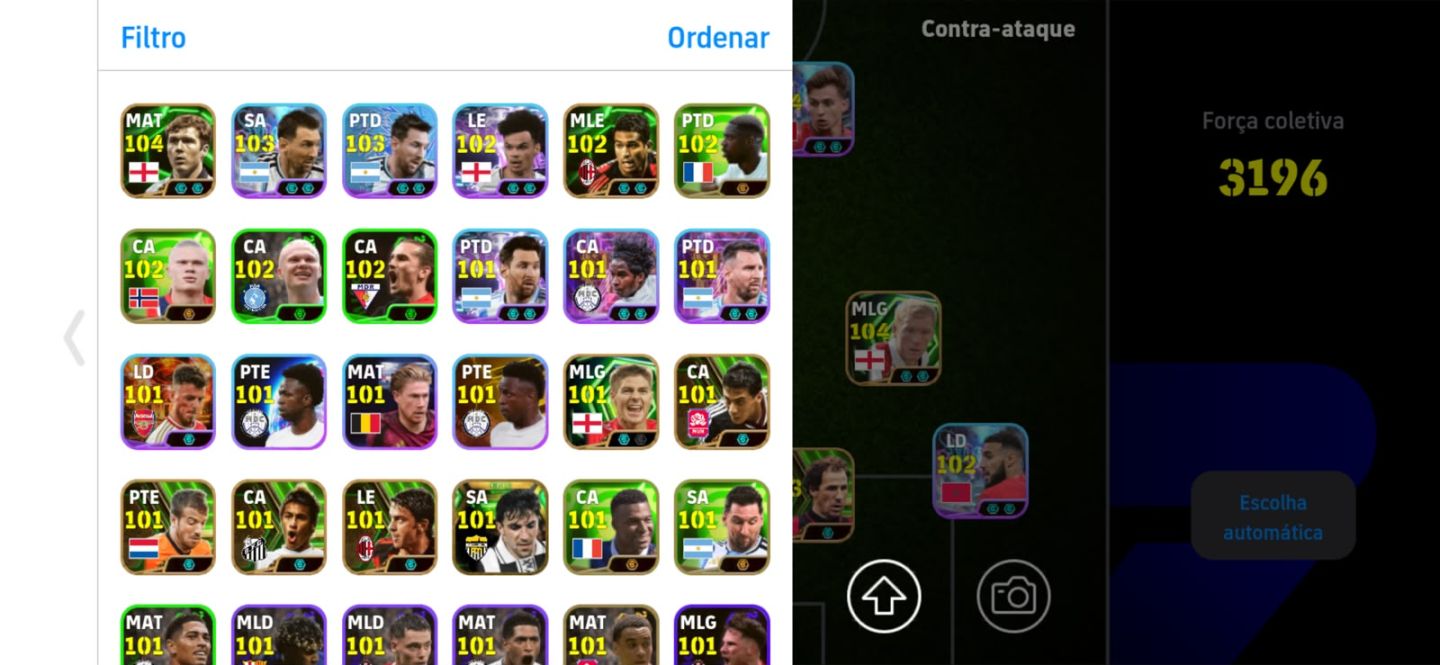 CONTA eFOOTBALL COM FORÇA COLETIVA 3196! CUCURELLA 105 + CRAQUES 105 !!