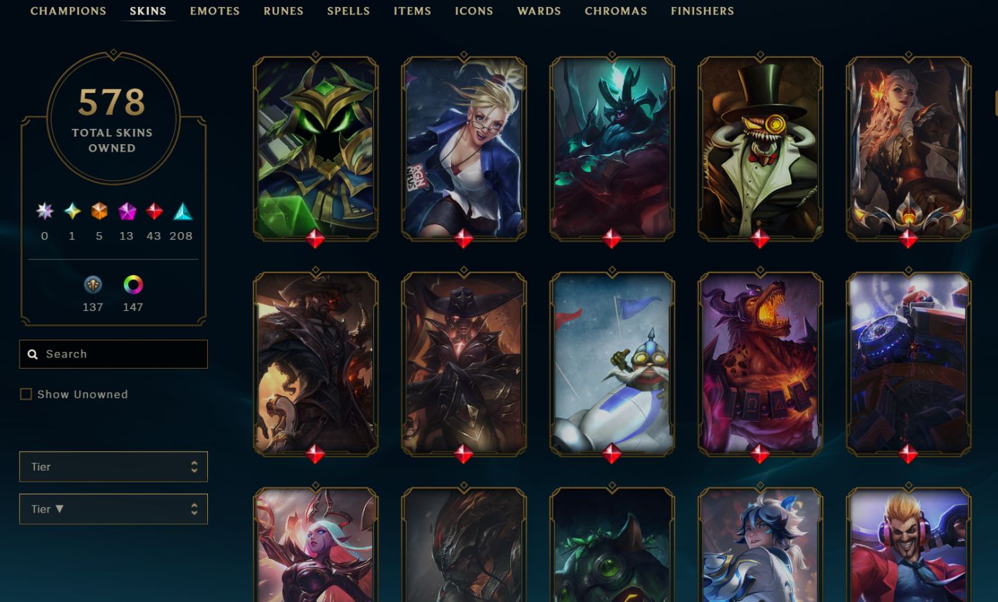 CONTA PLAT 3 / LVL 562 / 578 SKINS / 153 CHROMAS
