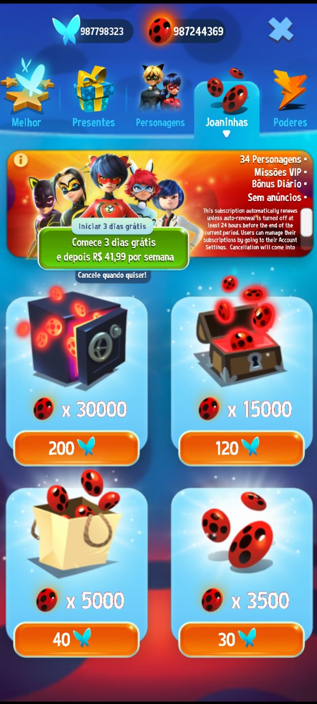 CONTA FULL MIRACULOUS | JOANINHAS + BORBOLETAS | RECURSOS MAX | ENTREGA RÁPIDA
