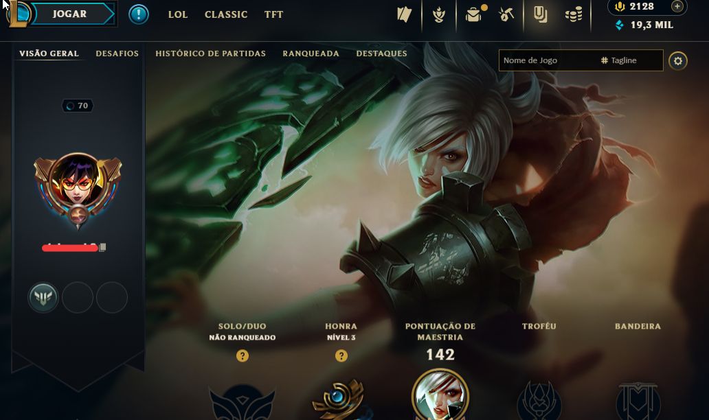 Conta lol unranked 69 campeoes-64 skin +19 mil de essencia azul
