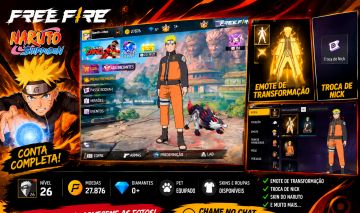 Free Fire Naruto + Emote de Transformação + Troca de Nick | Nível 26