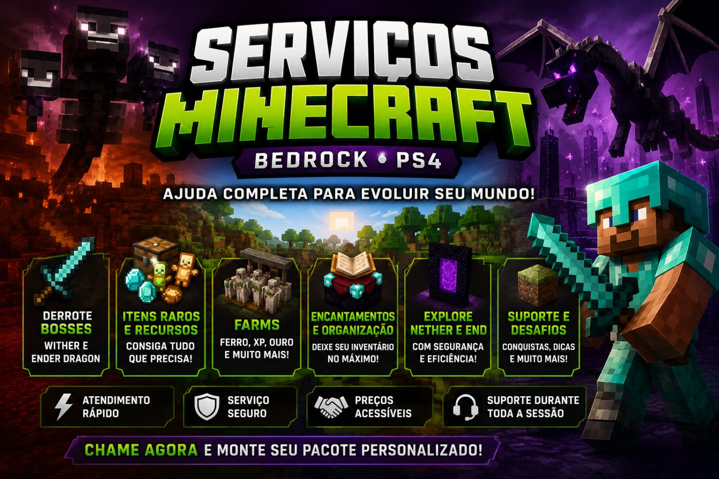 Ajudo no Minecraft! Bosses, Encantamentos, Itens e Construções
