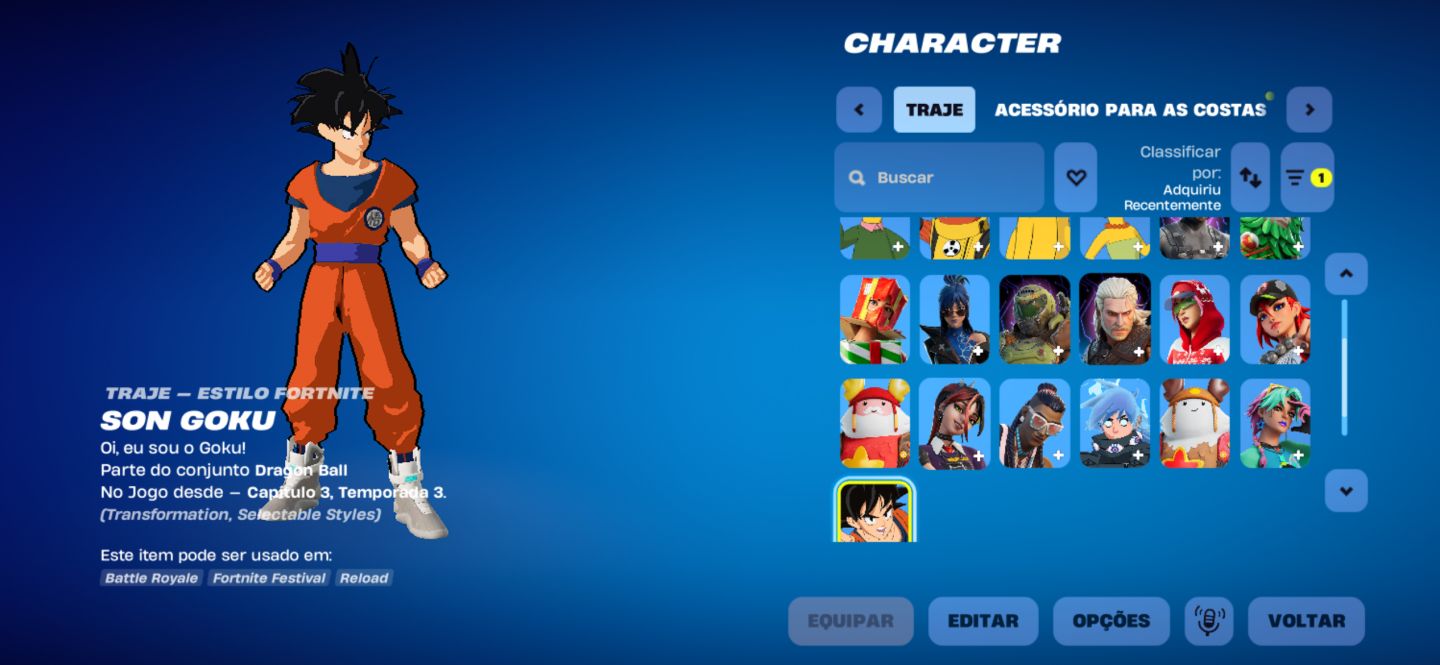 CONTA FORTNITE COM GOKU APENAS PC E MOBILE