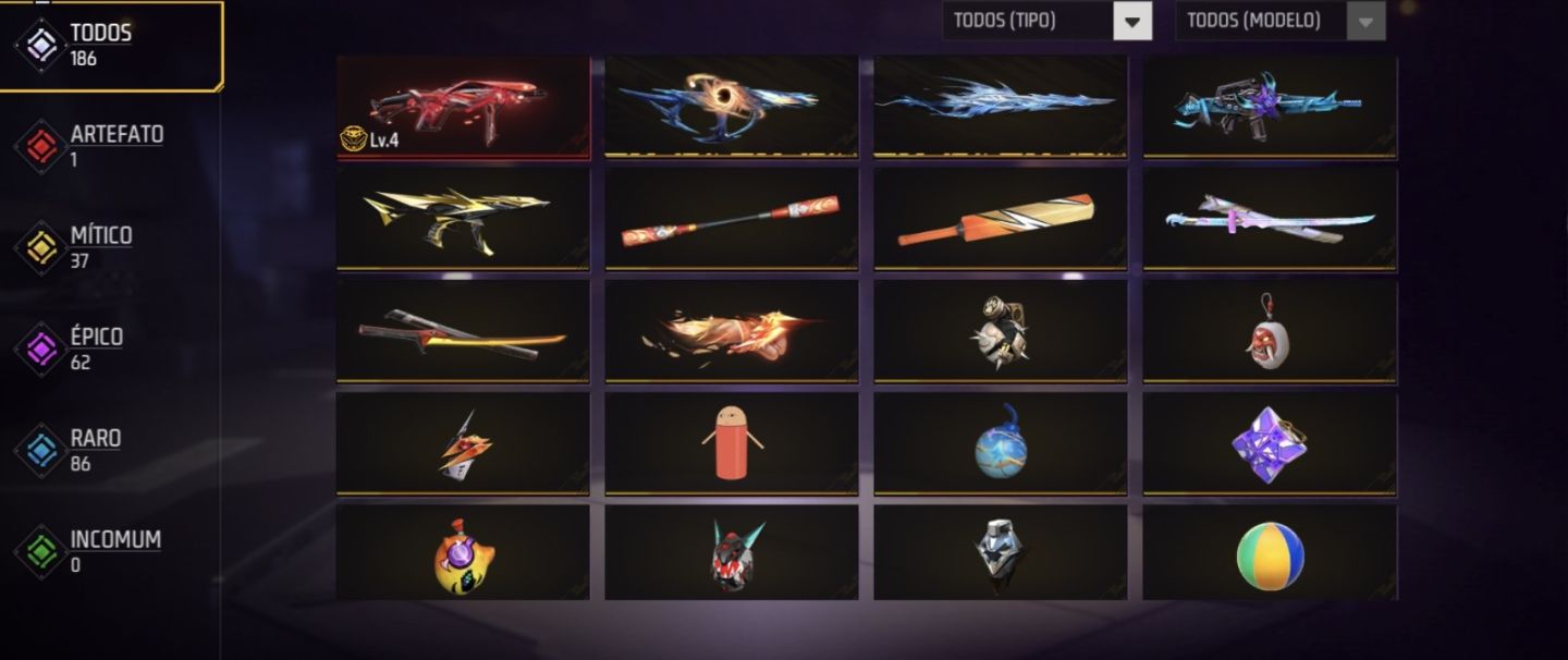 Conta de Free Fire gemada com punho e todas camisas de time