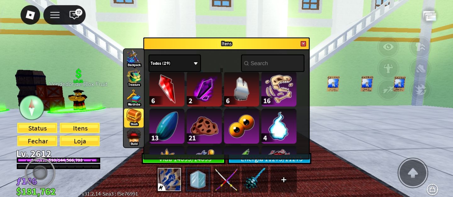 Conta de BLOX FRUITS com todas game pass e muitas frutas permanentes