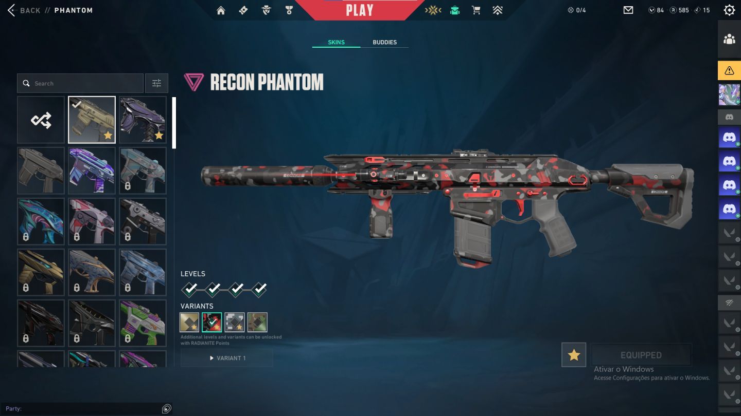 CONTA VALORANT 700 GASTOS, PRELUDIO, IMPERIUM,RECON,KARAMBIT+PISTOLAS(negociavel