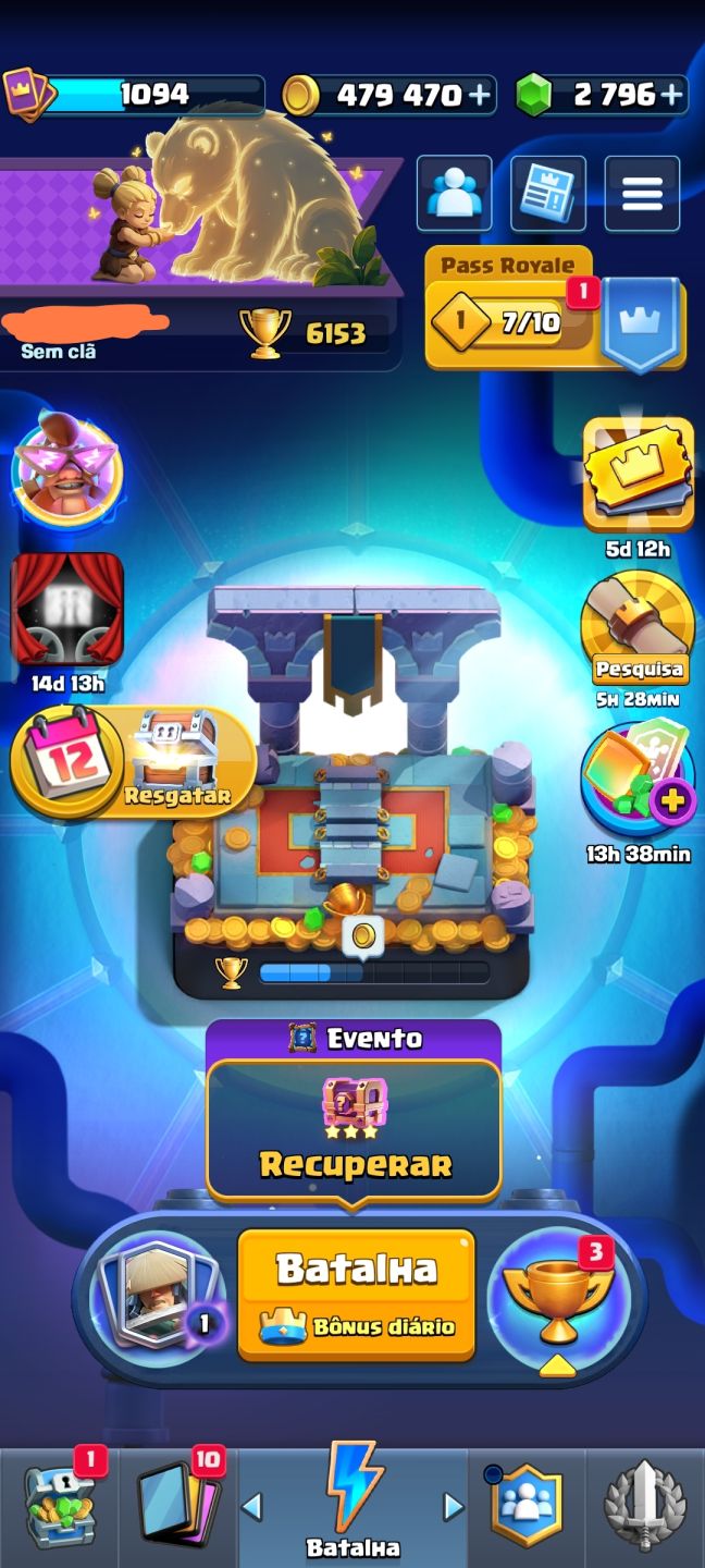 CLASH ROYALE | 6153 TROFÉUS | 114 CARTAS | 2796 GEMAS | 479K OURO | 3 EVOLUÇÃO