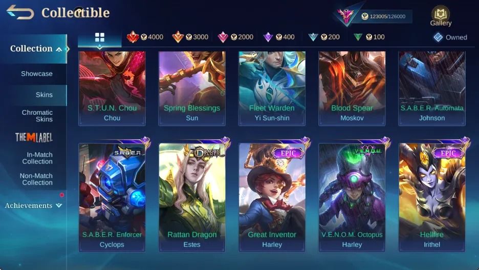 CONTA COLECIONADOR EXALTADO 3 COM 400 SKINS