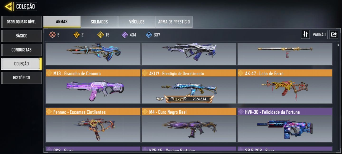 Conta Cod mobile 15 lendária 5 miticas 2 prestígio