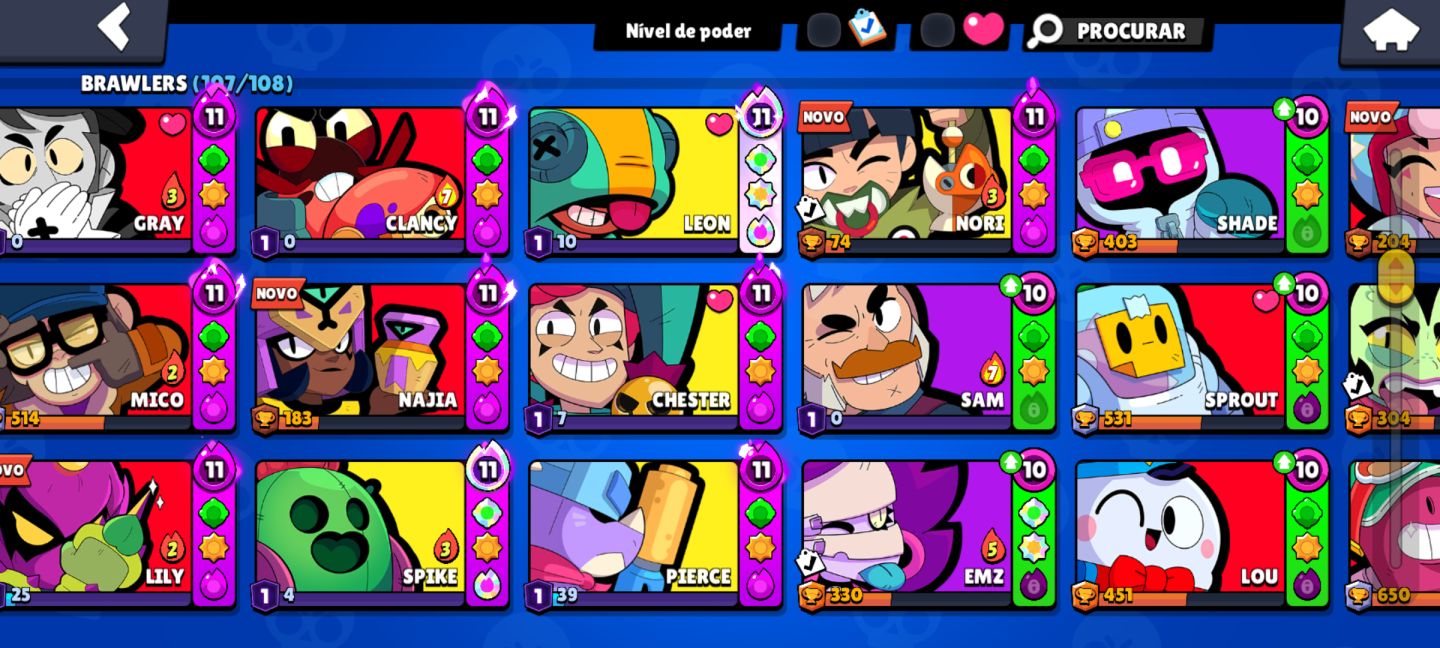 Conta Brawl Stars 61.618 Troféus, 107 Brawlers e Muitas Skins!