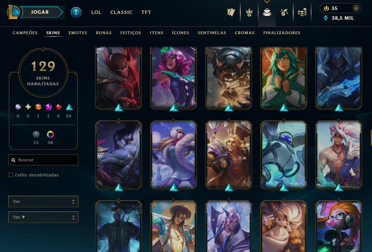 CONTA DE 2020 - 129 SKINS - LVL 328 - TODOS CAMPEÕES - 38K DE EA - 38 CROMAS