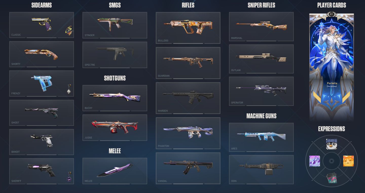 CONTA VALORANT VARIAS SKINS ELO PEAK PLATINA