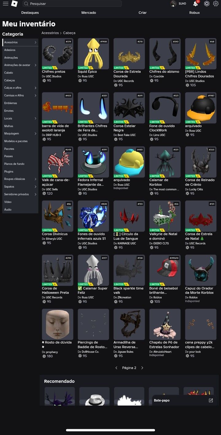 Conta com korblox 105.000k gastos