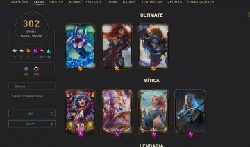 LVL 505 | 302 SKINS | icones 2012/13 | elise, morgana vitoriosa e outras