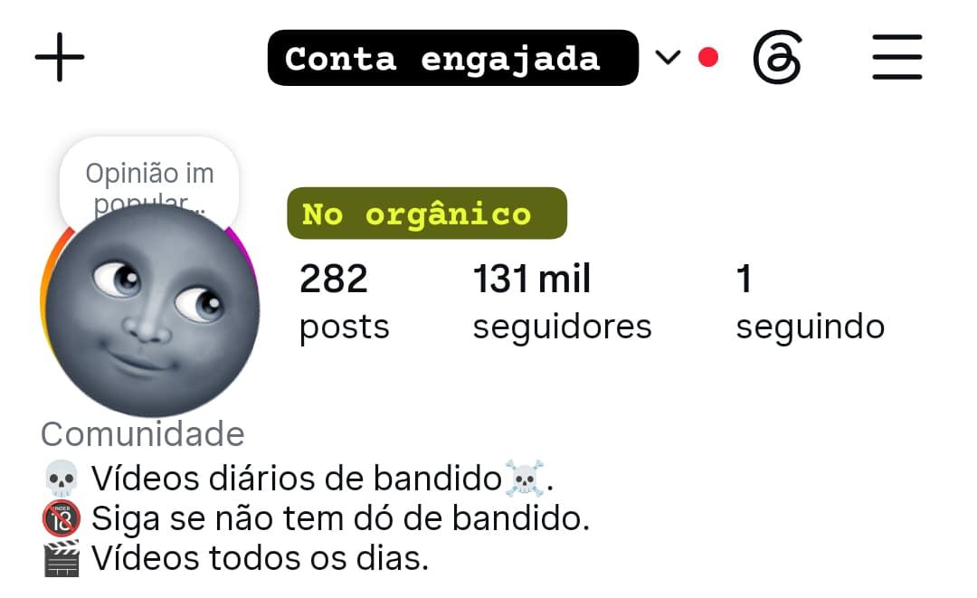 Instagram com 130k seguidores (orgânico)