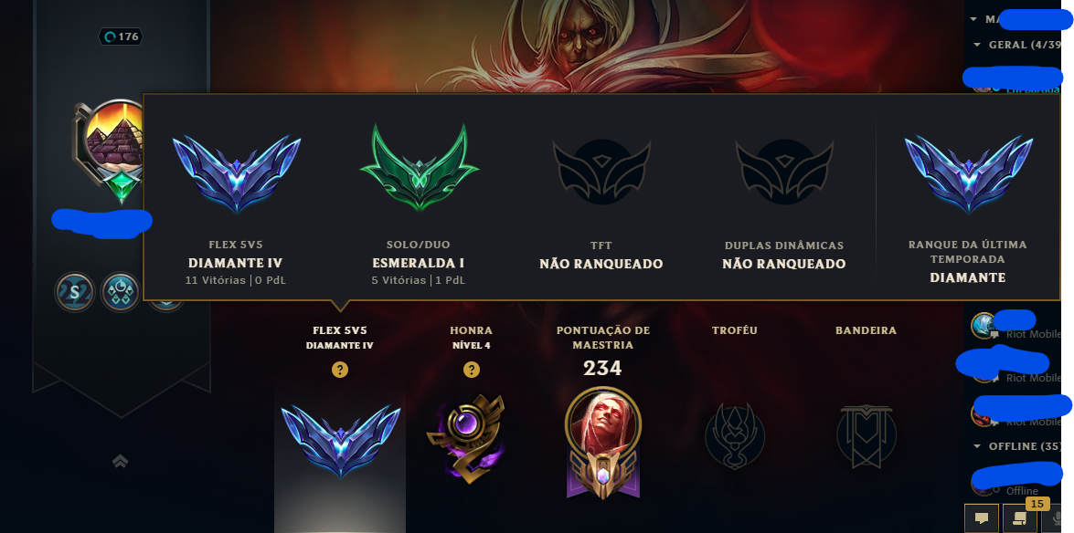 Conta LOL com Emote Grão-Mestre PEAK 904LP