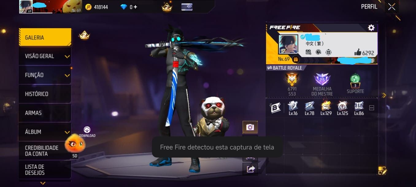 CONTA FF LVL 69 TODAS AS CAMISAS DE TIME + COMBO NARUTO FULL + UMP COMPETITIVA