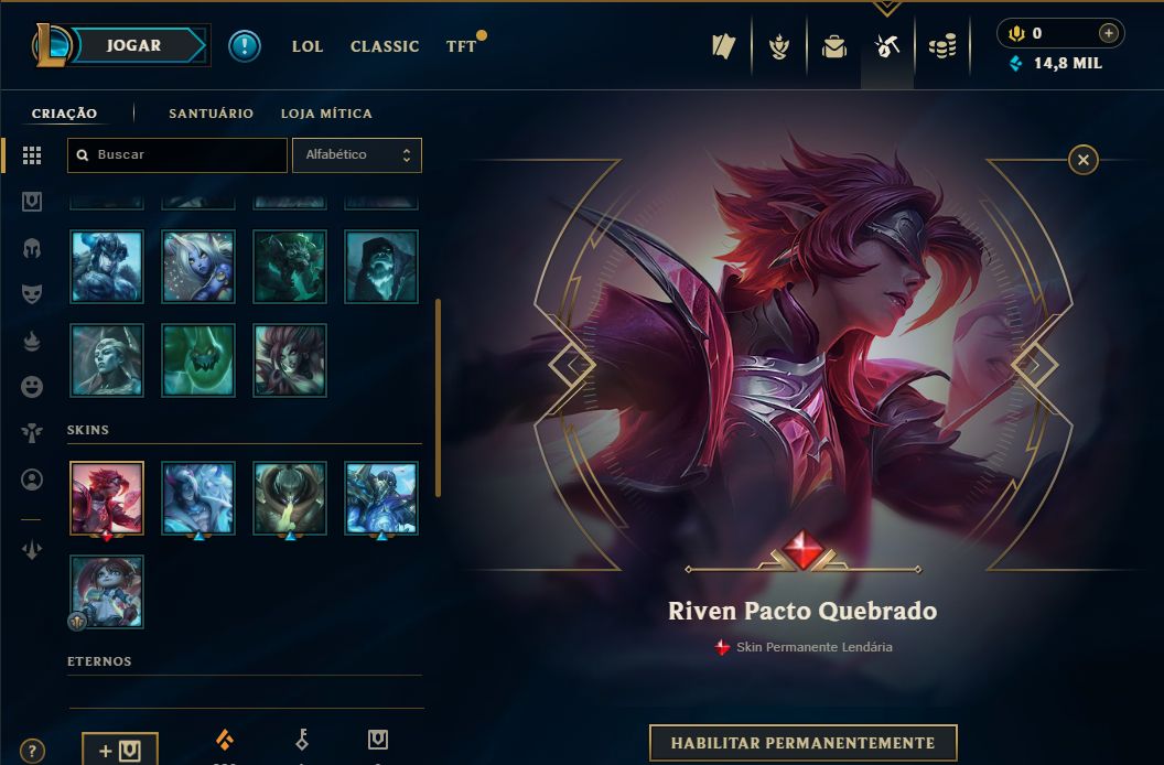 SKIN LENDÁRIA RIVEN PACTO QUEBRADO + [ DIAMANTE 60% DE WINRATE ] + [TROCA NICK]