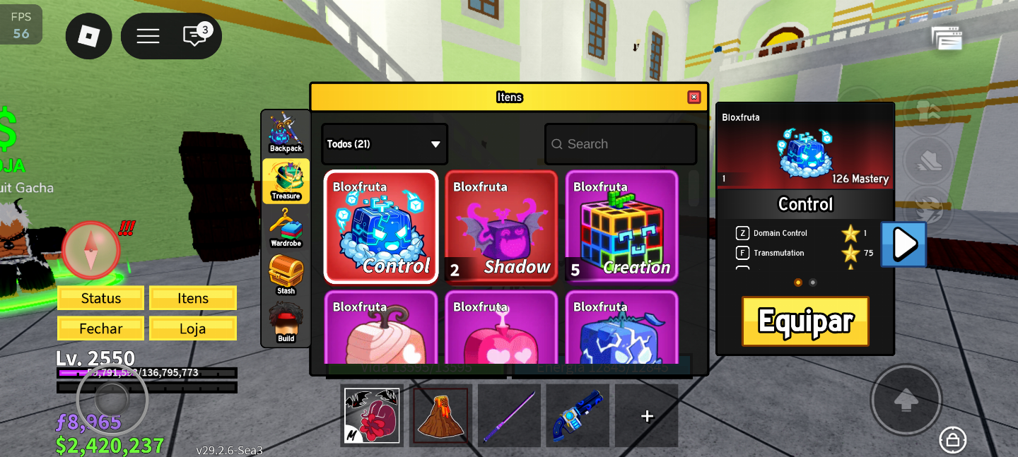CONTA BLOX FRUITS FRUTAS PERMS & RAÇAS V4, VARIAS GAMEPASSES