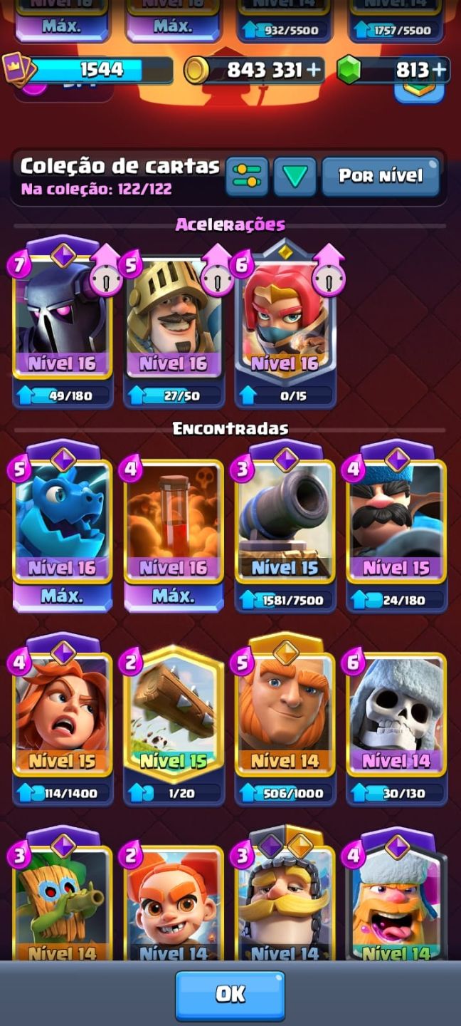 CONTA CLASH ROYALE TORRE LVL 16 VARIAS EVO E HEROIS