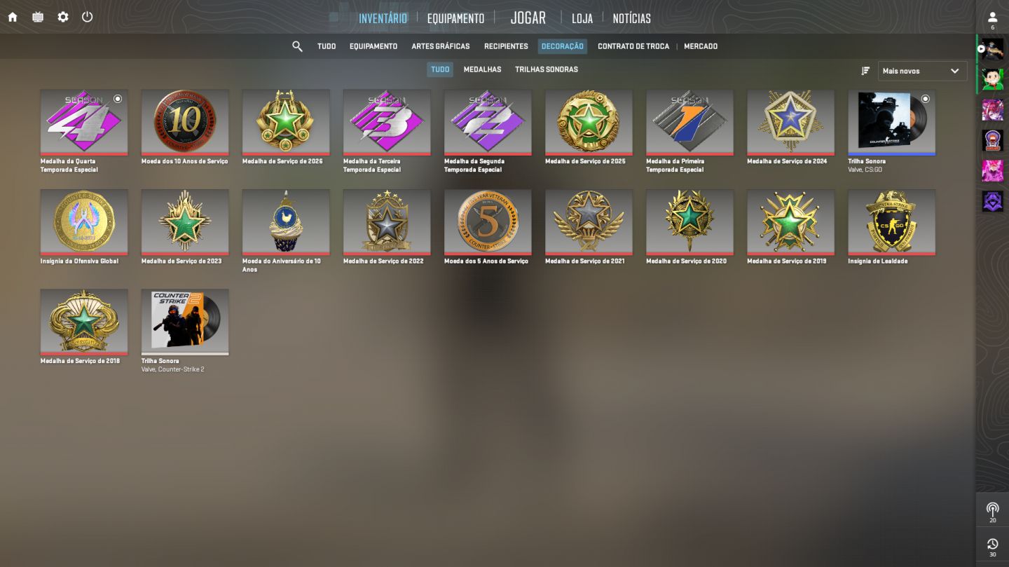 CONTA STEAM, CS2 (LVL 18 GC, 7 FACEIT 23K ESPECIAL SEASON 4) MEDALHAS E JOGOS