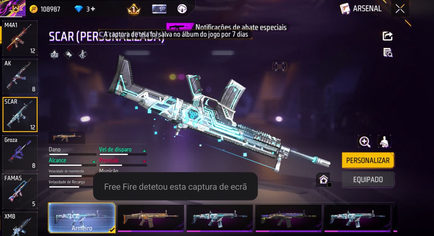 Conta de free fire com skins de Naruto da 1 temporada e bem antiga