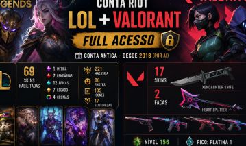 LOL + VALORANT | FULL ACESSO | 86 SKINS | 2 FACAS | CONTA 2018 (aceito proposta)