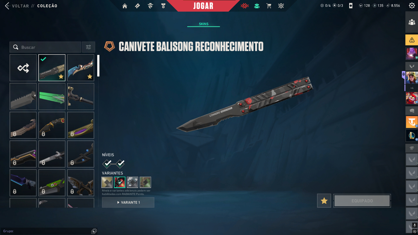 Conta de valorant com 4 skins de vandal, 2 phantom, 1 sheriff, 1 ghost e 1 guard