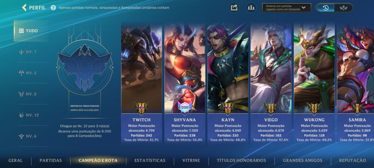 CONTA WILD RIFT MESTRE COM 4 SKINS PRESTIGIO!!!