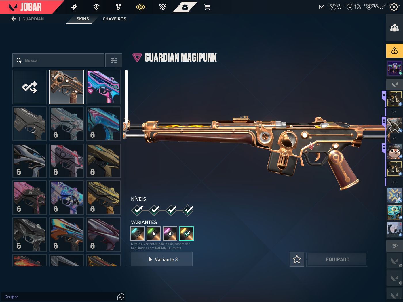 Conta valorants com skins de vandal, phantom, sheriff,operator,marshall guardian