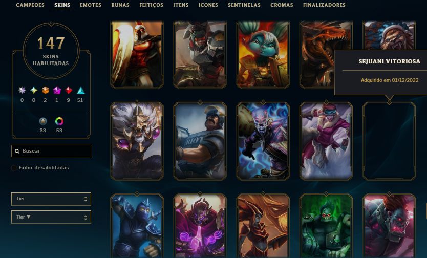 CONTA NIVEL 292 / 147 SKINS / MF EXOCÓSMICA/ 9 LENDÁRIAS/ 51 ÉPICAS /TODOS CHAMP