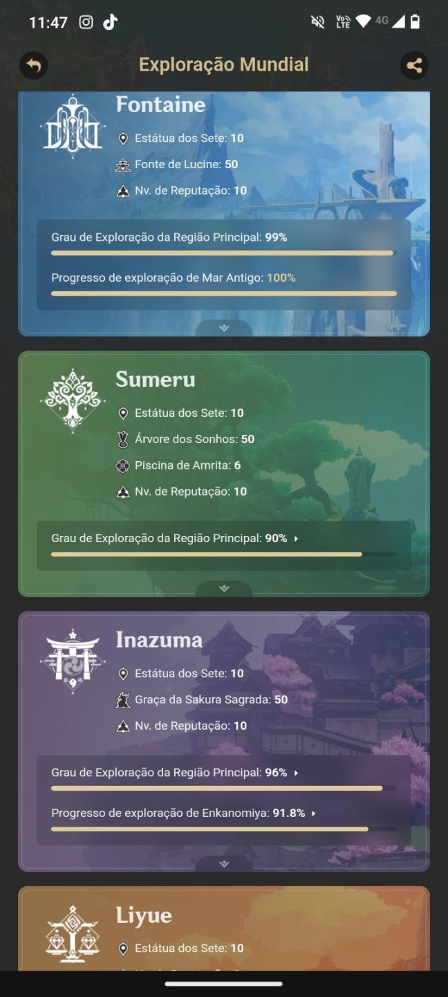 Conta Genshin AR 60 | Arlecchino, Furina e Neuvillette entre outros END GAME