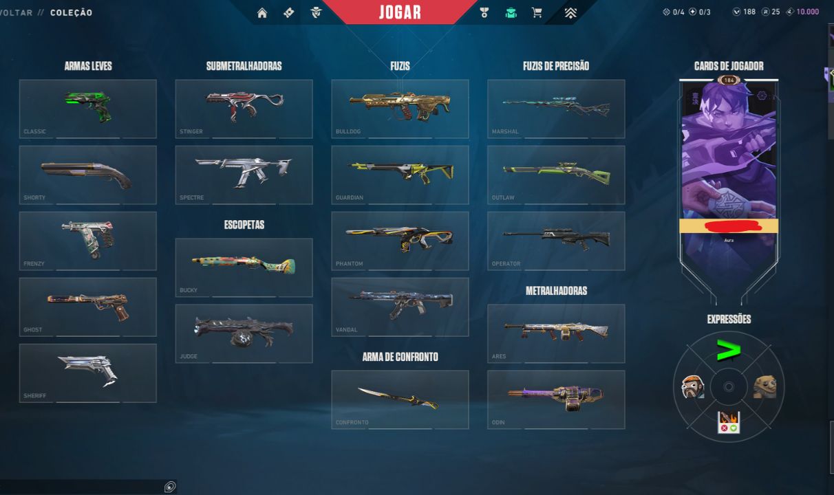 CONTA VALORANT, +3k GASTOS, SKINS PARA TODAS AS ARMAS, + DE 4 PACOTES, + Disc